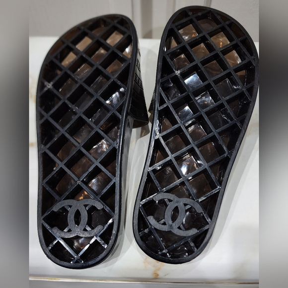 Chanel Black Jelly Slides Women's Size 8 - Picture 3 of 6